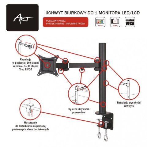 Uchwyt do monitora LCD 1monitor 13-27'' L01 ART Uchwyt do monitora LCD 1monitor 13-27'' L01 ART