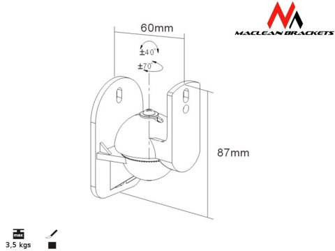 Uchwyt głośnikowy do kolumn MC-526 komplet 2 szt 3.5kg Maclean