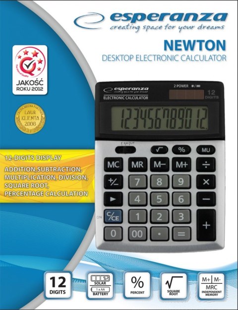 ELEKTRONICZNY KALKULATOR BIURKOWY NEWTON ECL102 Esperanza