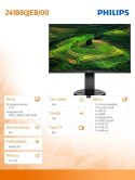 Monitor 23.8 241B8QJEB IPS DVI HDMI DP Pivot Philips