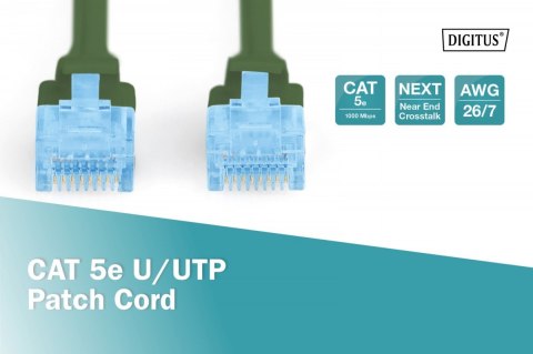 Patch cord U/UTP kat.5e PVC 10m Zielony Digitus