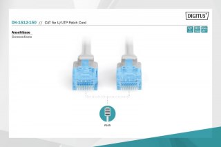 Patch cord U/UTP kat.5e PVC 15m szary Digitus