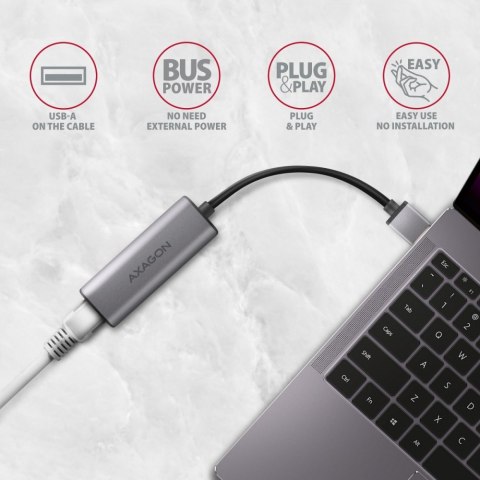 ADE-25R Karta sieciowa 2.5 Gigabit Ethernet, Realtek 8156, USB-A 3.2 Gen 1, automatyczna instalacja, szara AXAGON