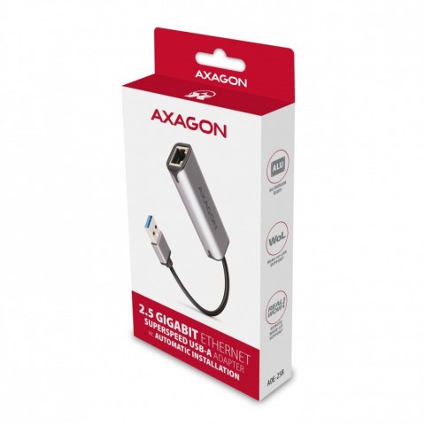 ADE-25R Karta sieciowa 2.5 Gigabit Ethernet, Realtek 8156, USB-A 3.2 Gen 1, automatyczna instalacja, szara AXAGON