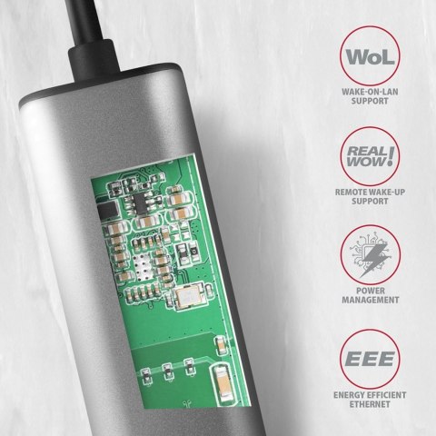 ADE-25RC Karta sieciowa 2.5 Gigabit Ethernet, Realtek 8156, USB-C 3.2 Gen 1, automatyczna instalacja, szara AXAGON