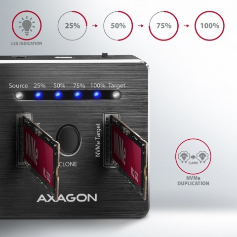 ADSA-M2C Stacja dokująca, USB-C 3.2 Gen 2 - 2x M.2 NVMe SSD CLONE MASTER AXAGON