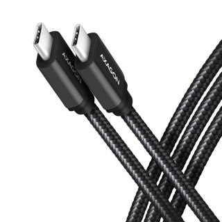 BUCM3-CM20AB Kabel USB-C - USB-C 3.2 Gen 1, 2m, PD 60W, 3A, ALU, oplot, czarny AXAGON