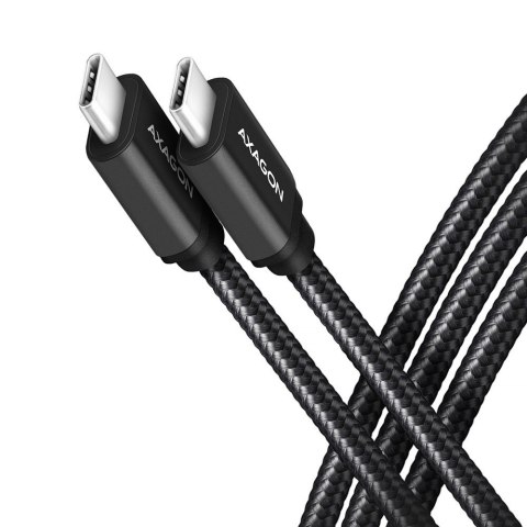 BUCM3-CM20AB Kabel USB-C - USB-C 3.2 Gen 1, 2m, PD 60W, 3A, ALU, oplot, czarny AXAGON