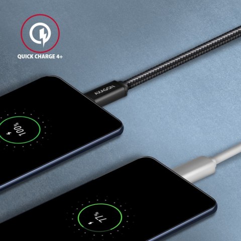 BUCM3-CM20AB Kabel USB-C - USB-C 3.2 Gen 1, 2m, PD 60W, 3A, ALU, oplot, czarny AXAGON