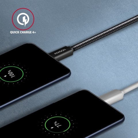 BUCM32-CM10AB Kabel USB-C - USB-C 3.2 Gen 2, 1m, PD 100W, 5A, 4K HD, ALU, oplot, czarny AXAGON