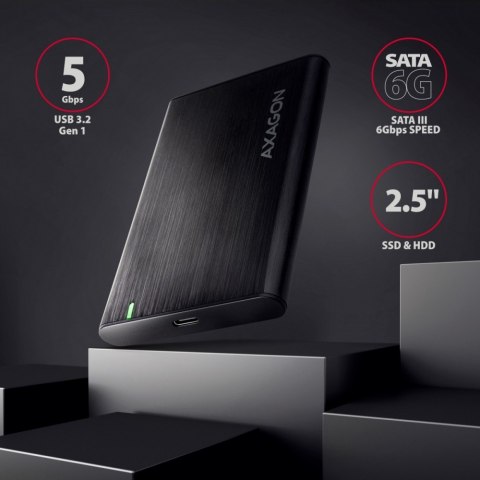 EE25-A6C Bezśrubowa aluminiowa obudowa zewnętrzna USB-C 3.2 Gen 1 - SATA 6G dla 2.5" SSD/HDD AXAGON