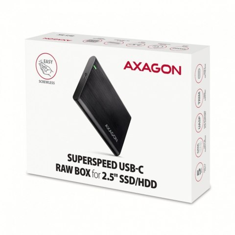 EE25-A6C Bezśrubowa aluminiowa obudowa zewnętrzna USB-C 3.2 Gen 1 - SATA 6G dla 2.5" SSD/HDD AXAGON