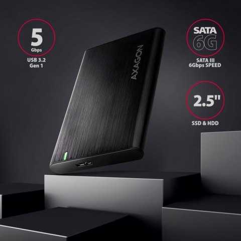 EE25-A6M Bezśrubowa aluminiowa obudowa zewnętrzna USB 3.2 Gen 1 - SATA 6G dla 2.5" SSD/HDD AXAGON