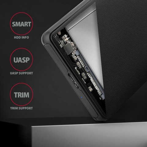 EE25-SL Obudowa zewnętrzna plastikowa, bezśrubowa, 3.2 gen1 SATA 6G 2.5, czarna AXAGON