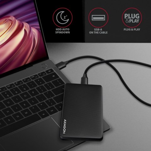 EE25-SL Obudowa zewnętrzna plastikowa, bezśrubowa, 3.2 gen1 SATA 6G 2.5, czarna AXAGON