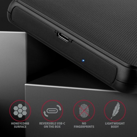 EE25-SLC Obudowa zewnętrzna plastikowa, bezśrubowa, USB-C 3.2 GEN 1 SATA 6G 2.5", czarna AXAGON
