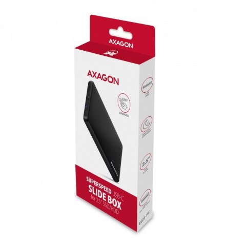 EE25-SLC Obudowa zewnętrzna plastikowa, bezśrubowa, USB-C 3.2 GEN 1 SATA 6G 2.5", czarna AXAGON