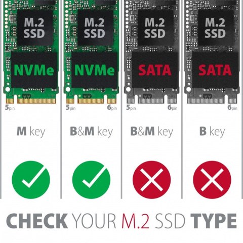 EEM2-GTR Obudowa zewnętrzna aluminiowa, USB-C 3.2 GEN 2 M.2 NVMe SSD AXAGON