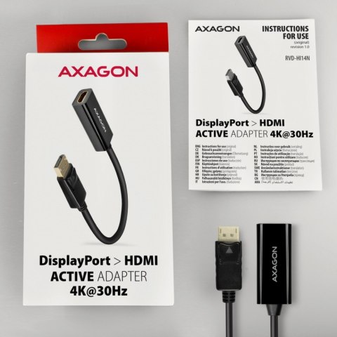 RVD-HI14N Adapter aktywny Displayport -> HDMI 1,4, 4K/30Hz, kabel 18cm