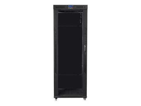 Szafa instalacyjna rack stojąca 19 42U 800x1000 czarna, drzwi szklane LCD (Flat pack) Lanberg