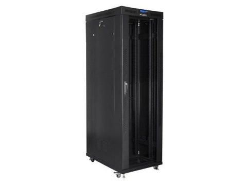 Szafa instalacyjna rack stojąca 19 42U 800x1000 czarna, drzwi szklane LCD (Flat pack) Lanberg