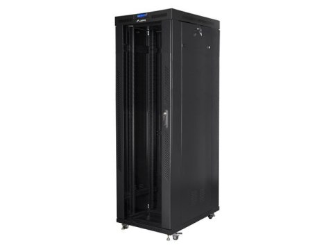 Szafa instalacyjna rack stojąca 19 42U 800x1000 czarna, drzwi szklane LCD (Flat pack) Lanberg