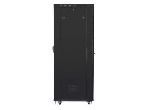 Szafa instalacyjna rack stojąca 19 42U 800x1000 czarna, drzwi szklane LCD (Flat pack) Lanberg
