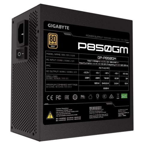 Zasilacz P850GM 850W PFC 120mm Hydraulic fan ATX Gigabyte Zasilacz P850GM 850W PFC 120mm Hydraulic fan ATX Gigabyte