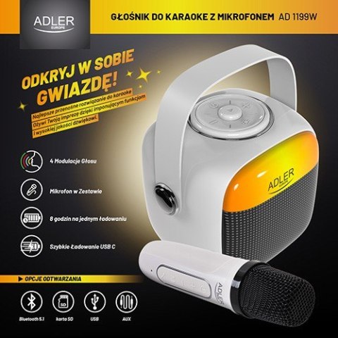 Głośnik karaoke AD1199W Adler