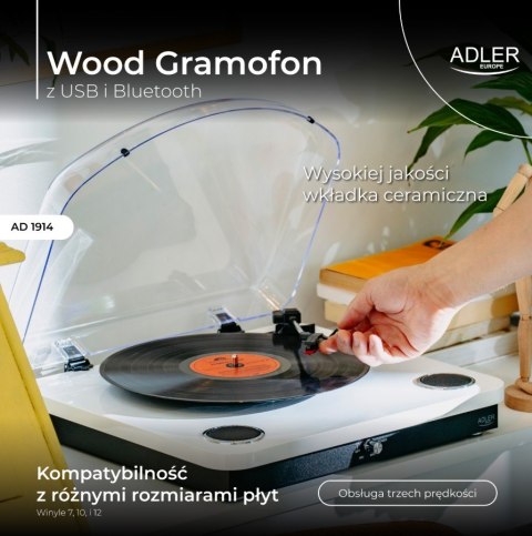 Gramofon AD1914 Biały USB Bluetooth Adler
