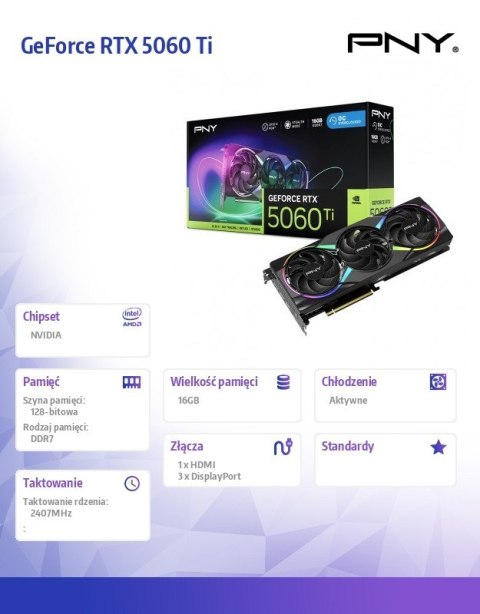 Karta graficzna GeForce RTX 5060 Ti 16GB RGB VCG5060T16TFXXPB1-O PNY