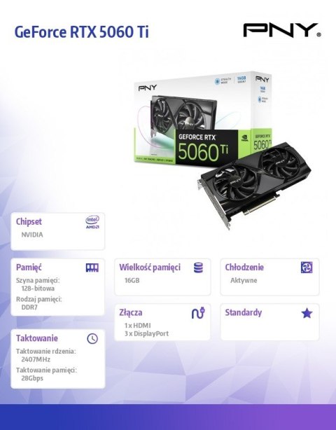 Karta graficzna GeForce RTX 5060 Ti 16GB VCG5060T16DFXPB1 PNY