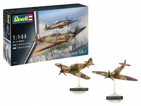 Model plastikowy Samolot Supermarine Spitfire MkIa&H.Huriccane 1/144