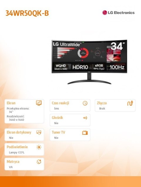 Monitor 34WR50QK-B 34 cale VA