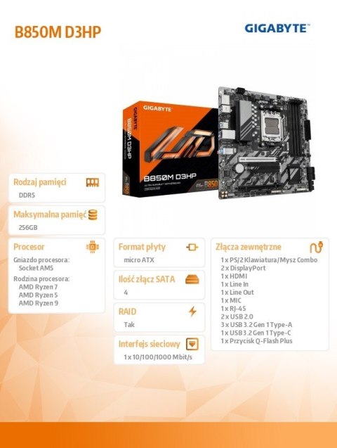Płyta główna B850M D3HP Gigabyte
