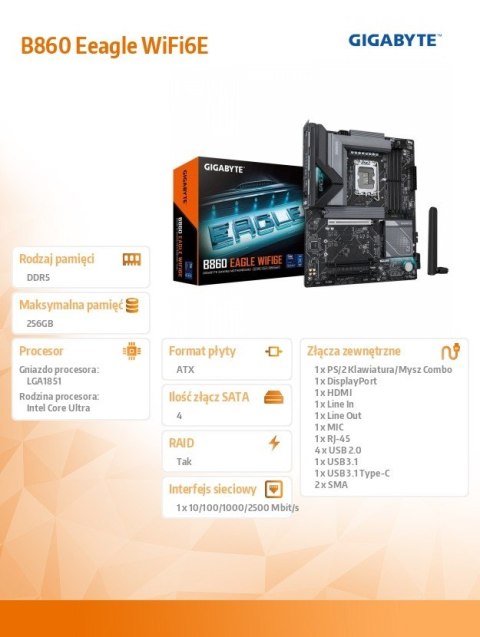 Płyta główna B860 EAGLE WiFi6E Gigabyte
