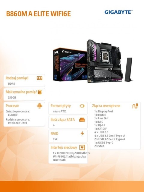 Płyta główna B860M A ELITE WIFI6E Gigabyte