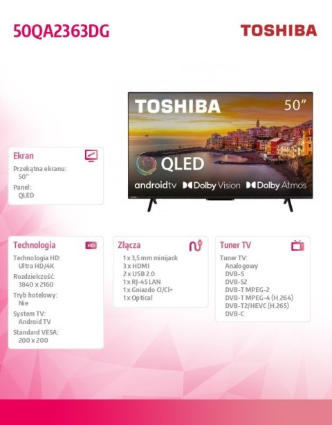 Telewizor QLED 50 cali 50QA2363DG Toshiba