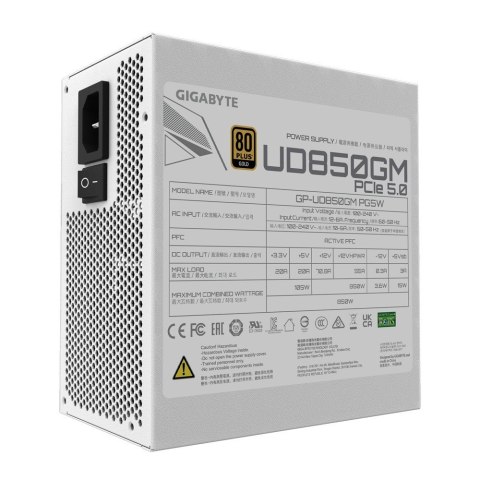 Zasilacz UD850GM PG5 850W 80plus GOLD PFC ATX biały Gigabyte Zasilacz UD850GM PG5 850W 80plus GOLD PFC ATX biały Gigabyte