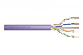 Kabel teleinformatyczny instalacyjny kat.6, U/UTP, Dca, drut, AWG 23/1, LSOH, 100m, fioletowy Digitus