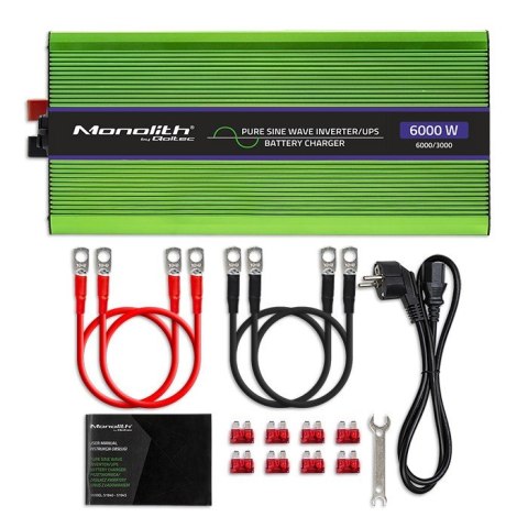 Przetwornica napięcia Monolith | ładowanie baterii | UPS | 3000W | 6000W | 12V na 230V | Czysty Sinus | LCD Qoltec Przetwornica napięcia Monolith | ładowanie baterii | UPS | 3000W | 6000W | 12V na 230V | Czysty Sinus | LCD Qoltec