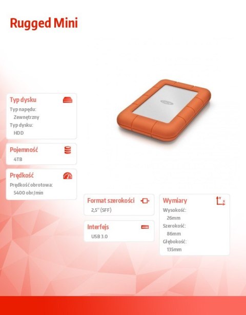 Rugged Mini 4 TB 2,5'' LAC9000633 LaCie Rugged Mini 4 TB 2,5'' LAC9000633 LaCie