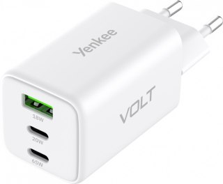 Ładowarka sieciowa 3xUSB 65W 3,24A Power Delivery 3.0 QC4.0 YENKEE