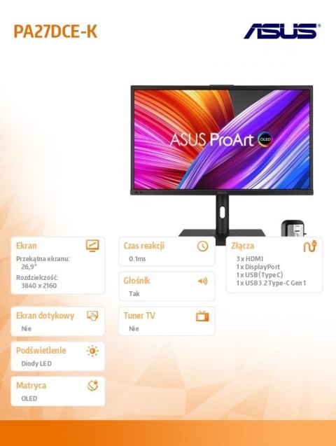 Monitor 27 cali PA27DCE-K Asus Monitor 27 cali PA27DCE-K Asus