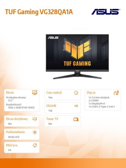 Monitor TUF Gaming VG328QA1A 32 cale Asus Monitor TUF Gaming VG328QA1A 32 cale Asus