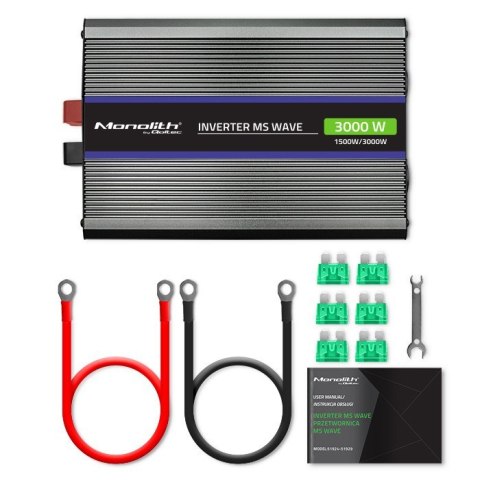 Przetwornica napięcia Monolith 3000 MS Wave | 12V na 230V | 1500/3000W | USB Qoltec Przetwornica napięcia Monolith 3000 MS Wave | 12V na 230V | 1500/3000W | USB Qoltec