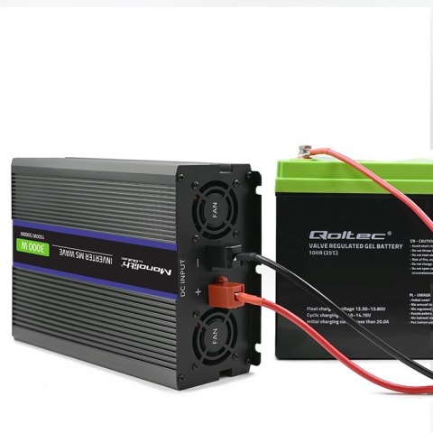 Przetwornica napięcia Monolith 3000 MS Wave | 12V na 230V | 1500/3000W | USB Qoltec Przetwornica napięcia Monolith 3000 MS Wave | 12V na 230V | 1500/3000W | USB Qoltec