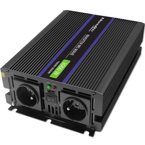 Przetwornica napięcia Monolith 3000 MS Wave | 12V na 230V | 1500/3000W | USB Qoltec Przetwornica napięcia Monolith 3000 MS Wave | 12V na 230V | 1500/3000W | USB Qoltec