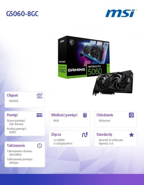 Karta graficzna GeForce RTX 5060 8G GAMING OC MSI