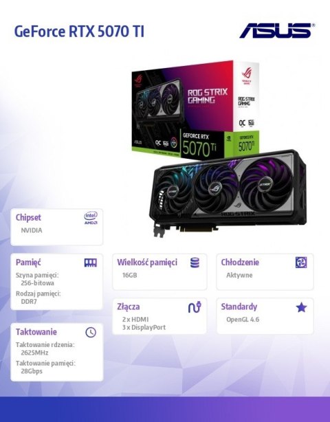 Karta graficzna ROG STRIX GeForce RTX 5070 TI OC GDDR7 256bit DP/HDMI Asus